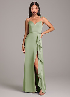 Azazie Naeem Bridesmaid Dresses Dusty Sage A-Line Stretch Satin Dress image4