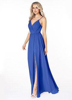 Azazie Gracie Bridesmaid Dresses Royal Blue A-Line Pleated Chiffon Dress image4