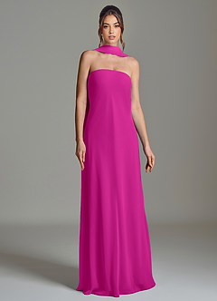 Azazie Ilana Bridesmaid Dresses Fuchsia A-Line Strapless Chiffon Dress image4