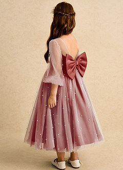 Azazie Trudy Flower Girl Dresses Terracotta Ball-Gown Sweetheart Neckline Tulle Dress image7