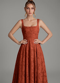 Azazie Azaria Bridesmaid Dresses Auburn A-Line Corset Floral Burnout Dress image6