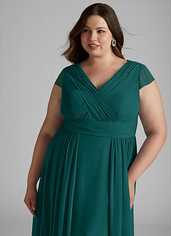 Azazie Organa Bridesmaid Dresses Peacock A-Line Pleated Chiffon Dress image11
