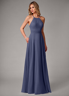 Azazie Amalia Bridesmaid Dresses Stormy A-Line Pleated Chiffon Dress image5