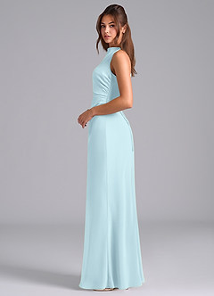 Azazie Evadne Bridesmaid Dresses Cloud Blue Sheath Pleated Chiffon Dress image6