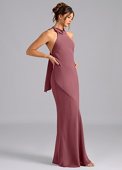 Azazie Velli Abiti da Damigella Abito Sirena in Chiffon Collo alto Rosa Del Deserto image4