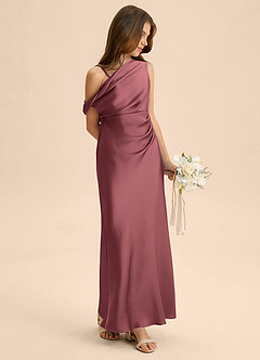 Azazie Emerson Junior Abito Tubino in Raso Elasticizzato a Spalla Scoperta Merlot image4