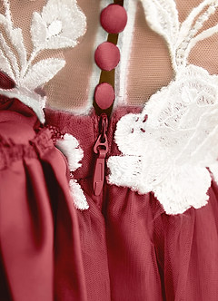 Azazie Sundae Flower Girl Dresses Pomegranate Ball-Gown Lace Dress image8