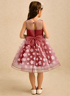 Azazie Billie Flower Girl Dresses Rust Ball-Gown Pleated Matte Satin Dress image2