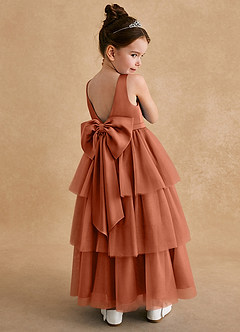 Azazie Megallie Flower Girl Dresses Cedar Rose A-Line Bow Tulle Dress image1