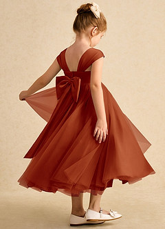 Azazie Chickadee Flower Girl Dresses Paprika Ball-Gown Sweetheart Neckline Matte Satin Dress image1