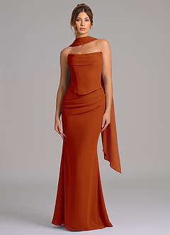 Azazie Sorrel Robes de demoiselle d'honneur Robe Sirène en Mousseline de soie Corset Paprika image4