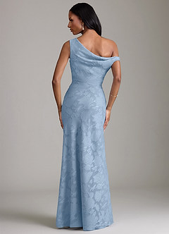Azazie Emerson Robes de demoiselle d'honneur Robe Sirène en Blumen-Burnout Épaule décolletée Poudre Bleue image6