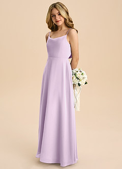 Azazie Shale Junior Frosted Lilac A-Line Bow Chiffon Dress image6