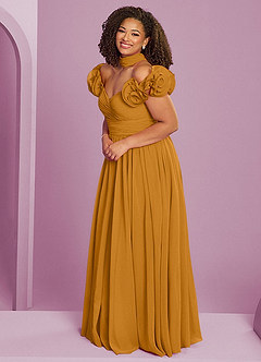 Barbie ♥ Azazie Bridesmaid Dresses Butterscotch A-Line Off the Shoulder Chiffon Convertible Dress image14