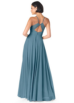 Azazie Avelina Bridesmaid Dresses Bermuda A-Line V-Neck Pleated Chiffon Dress image2
