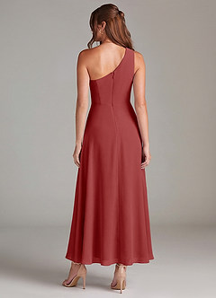 Azazie Brooke Brautjungfernkleider Eine Linie One-Shoulder Chiffon Kleid Rost image5