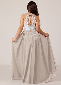 Azazie Fahari Junior Abito A-Line in Chiffon Pizzo Gelo image1