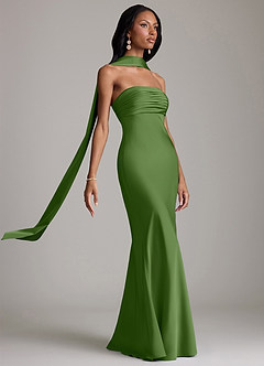 Azazie Saylor Brudtärnklänningar Klä av Sjöjungfru i Stretch Satin Axelbandslös Basilika image10