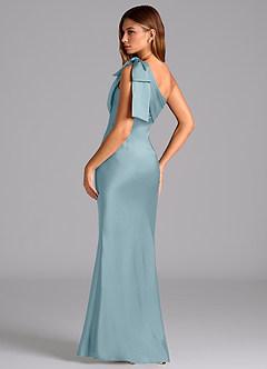 Azazie Yuanna Jurken voor bruidsmeisjes Jurk van Stretch Satijn met Zeemeermin One-Shoulder Mystiek Blauw image6