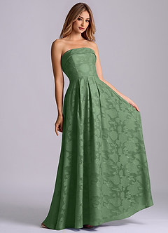 Azazie Lucienne Bridesmaid Dresses Eucalyptus A-Line Strapless Floral Burnout Dress image4