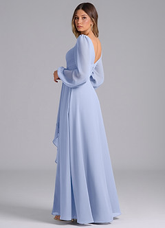 Azazie Liah 신부 들러리 드레스 A라인 긴팔 쉬폰 바닥 길이 드레스 image2