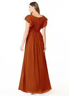 Azazie Daphne Modest Bridesmaid Dresses A-Line Ruffled Chiffon Floor-Length Dress image2
