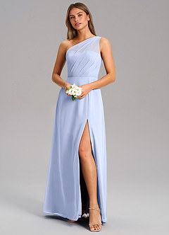 Azazie Phaedra Bridesmaid Dresses Ice A-Line One Shoulder Chiffon Dress image4