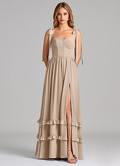 Azazie Anastacia 신부 들러리 드레스 A라인 스윗하트 네크라인 쉬폰 바닥 길이 드레스 image6