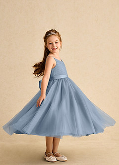 Azazie Patootie vestidos de niña de las flores Vestido de Azul Polvoriento de Tul de Corte En A con Tirante Espagueti image3