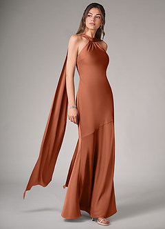 Azazie Kinsley Bridesmaid Dresses Cedar Rose Mermaid Side Slit Stretch Satin Dress image3