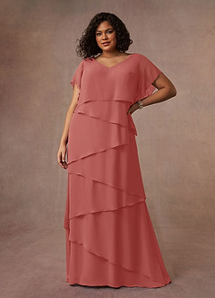 Azazie OHara Mother of the Bride Dresses Antique Rose A-Line V-Neck Chiffon Dress image12