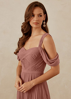 Christian Siriano Bridal for Azazie 1013 Bridesmaid Dresses Cedar Rose A-Line Off the Shoulder Chiffon Dress image2