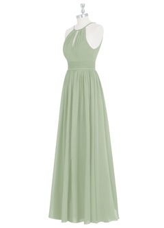 Azazie Cherish Robes de demoiselle d'honneur Robe Trapèze en Mousseline de soie Plissée Vert Sauge image8