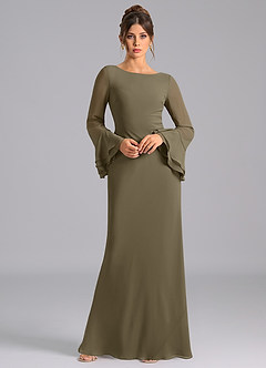 Azazie Leone Abiti da Damigella Abito Sirena in Chiffon Corsetto Willow Green image3