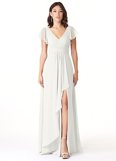 Azazie Omari Bridesmaid Dresses White A-Line Chiffon Dress image1