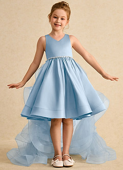 Azazie Julietta Robe Demoiselle D'honneur Fillette Robe Princesse en Tulle Convertible Poudre Bleue image2