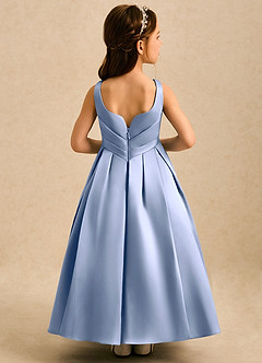 Azazie Audrey Flower Girl Dresses Ice A-Line Pleated Matte Satin Dress image2