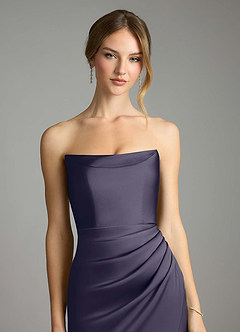 Azazie Leonis Bridesmaid Dresses Stormy Mermaid Pleated Stretch Satin Convertible Dress image4
