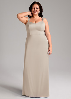 Azazie Denice Bridesmaid Dresses Frost Sheath Pleated Stretch Satin Dress image9