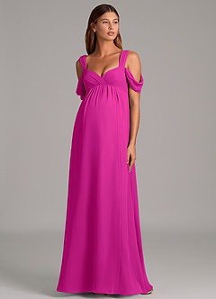 Azazie Rhea Maternity Bridesmaid Dresses A-Line Pleated Chiffon Floor-Length Dress image5