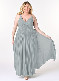 Azazie Raychelle Bridesmaid Dresses Dolphin Grey A-Line V-Neck Chiffon Dress image7