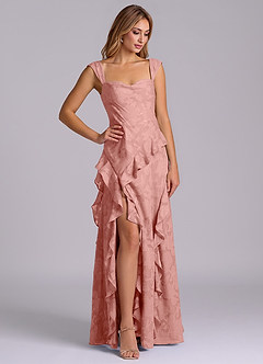 Azazie Sloane Bridesmaid Dresses Rosette A-Line Sweetheart Neckline Floral Burnout Dress image4