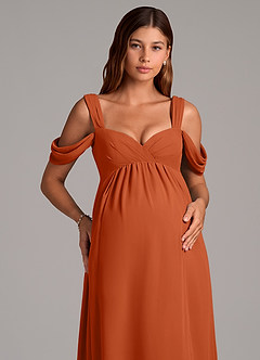 Azazie Rhea Maternity Bridesmaid Dresses A-Line Pleated Chiffon Floor-Length Dress image7