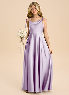 Azazie Popsy Junior Linia A Ukłon Satyna elastyczna Długość podłogi Młodsza druhna Sukienka image5