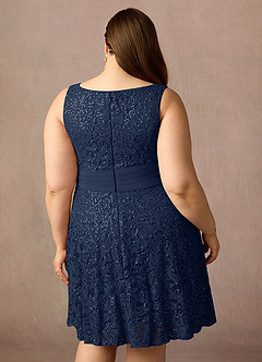 Azazie Beth Mother of the Bride Dresses Dark Navy A-Line Scoop Sequins Chiffon Dress image9