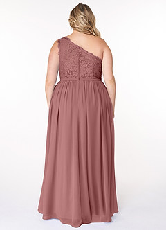 Azazie Demi Bridesmaid Dresses Desert Rose A-Line One Shoulder Chiffon Dress image12
