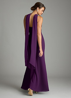 Azazie Saylor Vestidos de damas de honor Vestido de Uva de Gasa de Corte Sirena con Sin tirantes image9