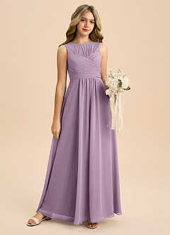 Azazie Skyla Junior Wisteria A-Line Pleated Chiffon Dress image6