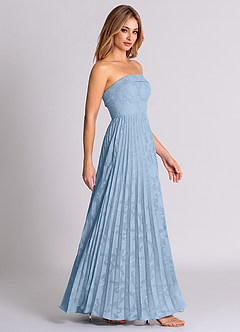 Azazie Mariana Bridesmaid Dresses Powder Blue A-Line Strapless Floral Burnout Convertible Dress image6