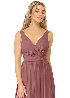 Azazie Kora Bridesmaid Dresses Desert Rose A-Line Pleated Chiffon Dress image6